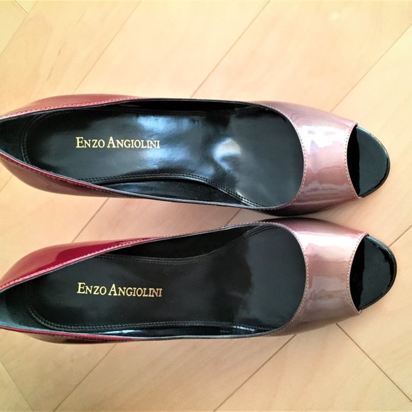 Enzo Angiolini Glossy Red and Black Heels - Picture 5 of 5